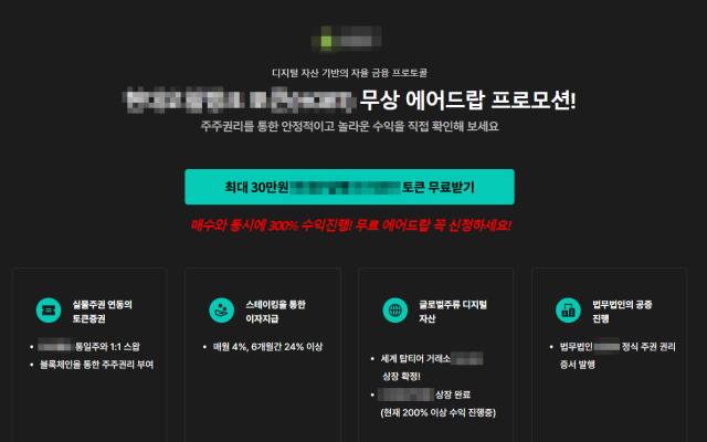 대기업을 사칭해 가짜 토큰을 발행한 투자 사기단이 사용한 홍보물.