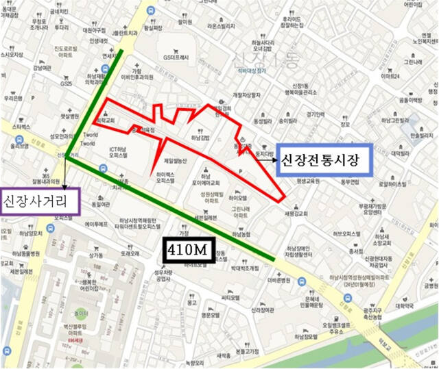 원도심 지중화사업 첫구간 위치도. 하남시 제공