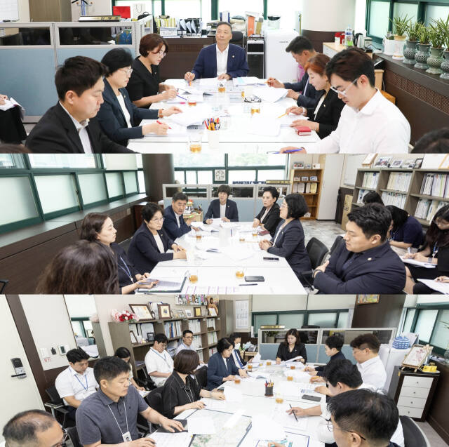 안산시의회 3개 상임위가 집행부 소관 부서와 간담회를 갖고 제292회 임시회 안건 등에 대해 논의 했다. 안산시의회 제공.