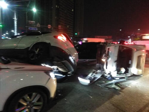 용인 기흥구 기흥역사거리 교통사고 현장. 경기소방재난본부 제공
