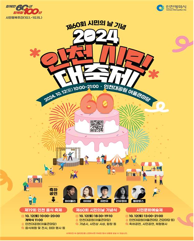인천시가 오는 10월12일 인천대공원에서 ‘제60회 인천 시민의 날 기념행사’를 한다. 인천시 제공