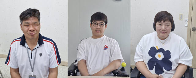 (왼쪽부터) 시각·언어장애인 이영만 씨, 뇌병변장애인 황준하 씨, 지체장애인 박재숙 씨(57)가 일자리를 구하는 과정에서 장애인이라는 이유로 차별 받았던 본인의 경험에 대해 털어놓고 있다. 박채령기자