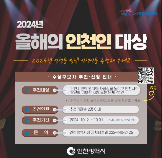 올해의 인천인 대상 포스터. 인천시 제공
