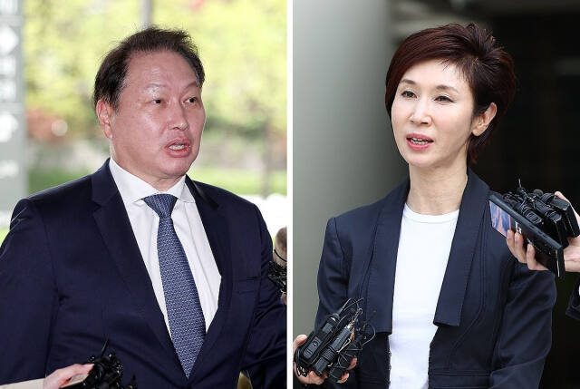 최태원 SK 그룹 회장과 노소영 아트센터 나비 관장. 연합뉴스
