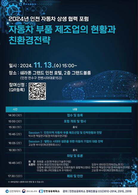 2024년 인천 자동차 상생 협력 포럼 홍보 포스터. 인천상의 제공