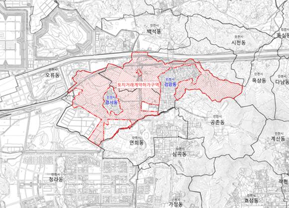 인천 서구 검암‧경서동 일원 토지거래허가구역 해제 도면. 인천시 제공