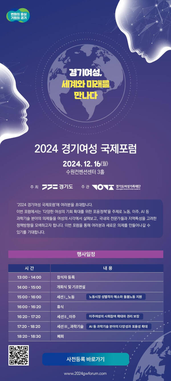 경기여성 국제포럼 초청장. 경기도 제공