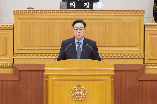 강수현 양주시장이 지난 5일 시의회 제372회 정례회에서 내년도 예산에 따른 시정연설을 하고 있다. 양주시 제공