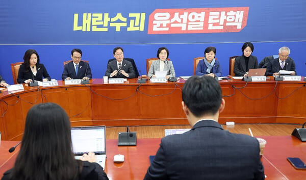 14일 오후 국회에서 열린 더불어민주당 '윤석열 내란 진상조사단' 회의에서 단장을 맡은 추미애 의원이 발언하고 있다. 연합뉴스