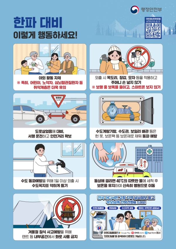 겨울철 한파 대비 국민행동요령. 인천시 제공