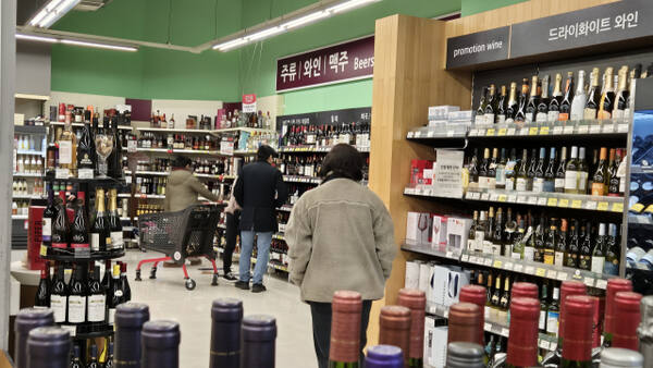 적극적인 신년 마케팅에 나섰던 보통의 연말과 달리 올해 연말은 다가올 ‘을사년’을 활용한 마케팅을 찾아보기 어려웠다. 사진은 지난 24일 대형마트를 찾아 주류 코너를 구경하는 시민들의 모습. 금유진기자