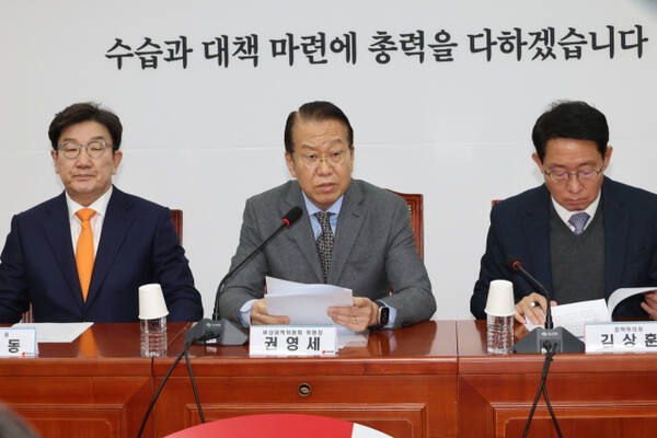 국민의힘 권영세 비상대책위원장이 6일 오전 서울 여의도 국회에서 열린 비상대책위원회의에서 발언하고 있다. 연합뉴스