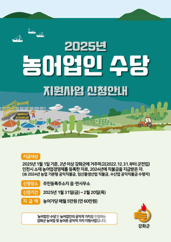 2025년 농어업인 수당 포스터.강화군청 제공