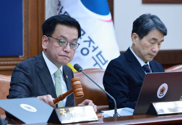 최상목 대통령 권한대행 부총리 겸 기획재정부 장관이 4일 정부서울청사에서 열린 국무회의에서 의사봉을 두드리며 개회 선언을 하고 있다. 연합뉴스