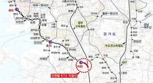 인천발 KTX 노선도. 인천시 제공