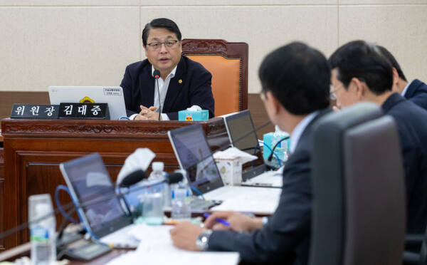 13일 인천시의회 제300회 임시회의 제3차 건설교통위원회의에서 김대중 인천시의회 건설교통위원장(국민의힘·미추홀2)이 ‘인천시 고령운전자 교통사고 예방 조례 일부개정(안)’에 대해 질의하고 있다. 인천시의회 제공