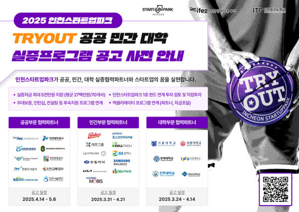 인천스타트업파크 2025 TRYOUT 실증 프로그램 포스터. 인천경제청 제공