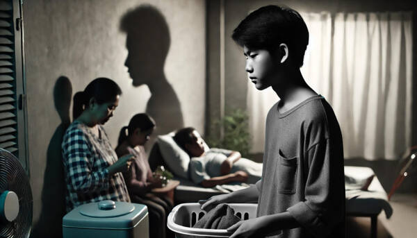 AI가 표현한 가족돌봄 청소년. 과거 '소년소녀가장'으로 불린 '가족돌봄 청소년'은 사회적으로 명확한 정의도 없고, 현황도 파악되지 못해 공공 복지지원의 사각지대에 놓여있다. 챗GPT 제작