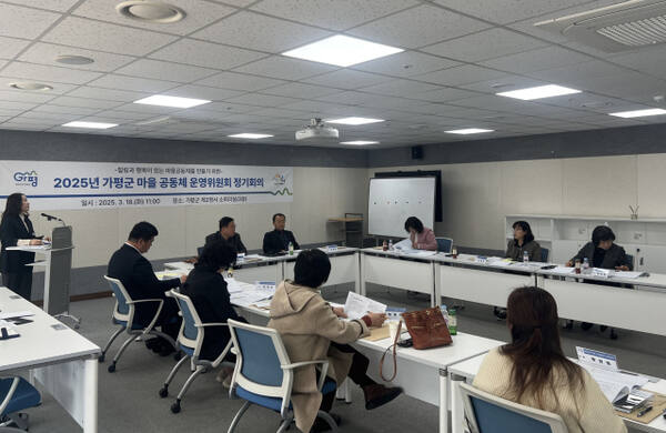 가평군이 군청 회의실에서 마을공동체 주민제안 공모사업에 대해 토의하고 있다. 가평군 제공