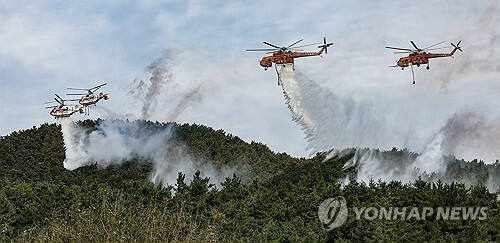 산불 진화훈련. 연합뉴스