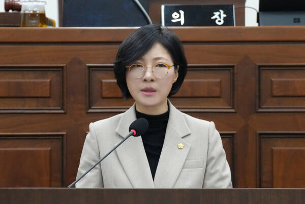 5분 자유발언을 통해 미사경정장 징수교부금 요율 인상을 촉구하는 정혜영 하남시의원. 하남시의회 제공