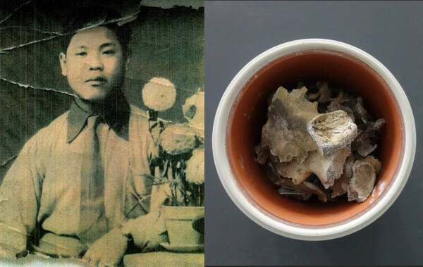 故 김익장 일병이 군 복무 중 촬영한 사진(왼쪽)과 김 일병의 유해(오른쪽). 국방부 유해발굴감식단 제공