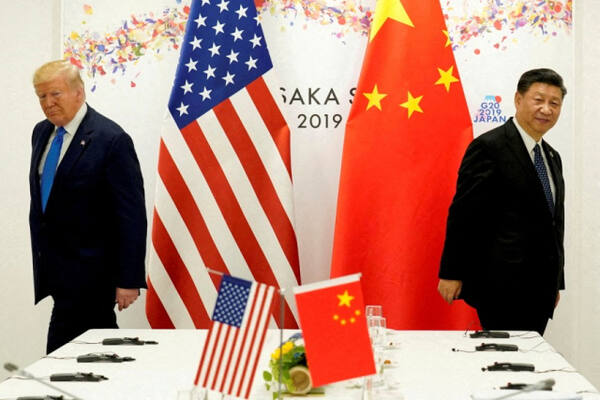 지난 2019년 G20 정상회의에서 회동한 도널드 트럼프 미국 대통령과 시진핑 중국 국가주석. 연합뉴스 로이터