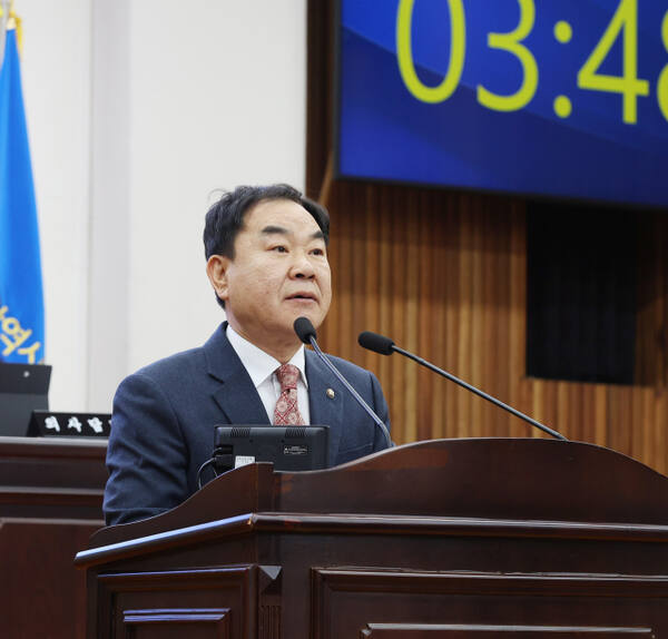 오용환 인천 남동구의원이 5분 자유발언을 하고 있다. 남동구의회 제공