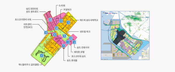 인 천송도 국제업무단지 주요 사업내용. 인천경제청 제공