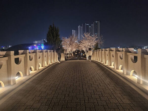 파주 운정신도시 내 운정호수공원에 간접 발광다이오드(LED) 조명시설을 설치했다. 파주시 제공