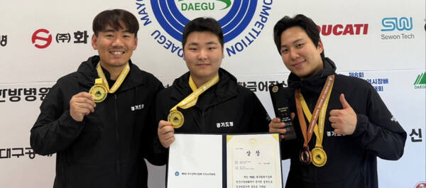 남자 일반부 50m 3자세 단체전서 우승을 합작한 (왼쪽부터) 추병길, 김준표, 김경수.경기도청 제공
