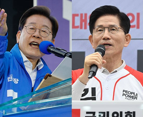 더불어민주당 이재명(왼쪽부터)·국민의힘 김문수 대선 후보. 연합뉴스