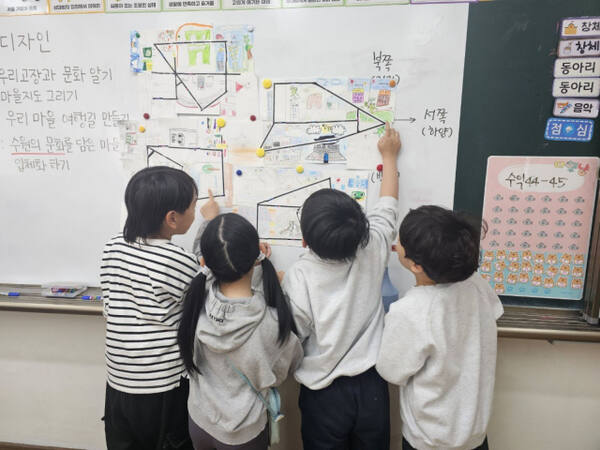 수원시 청개구리 스펙 사업 중 수원형 특화 교실이 진행되는 학교 교실에서 학생들이 문화예술 프로그램에 참여하고 있다. 수원시 제공