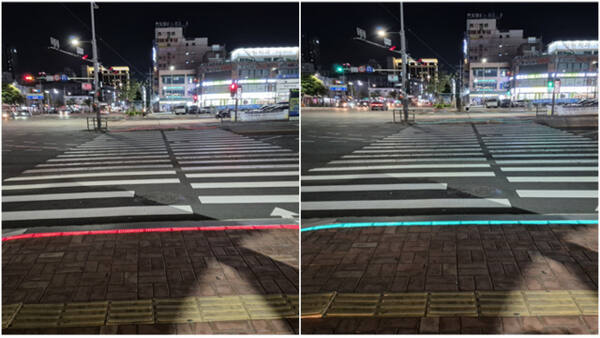 인천시가 보행자 중심의 안전한 교통환경을 위해 계양구 작전역 사거리 등 3개 교차로 주요 지점 11곳에 바닥형 보행신호등을 설치했다. 인천시 제공
