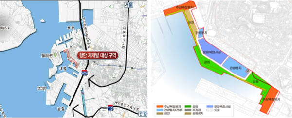 ‘인천항 내항 1·8부두 재개발’ 사업 위치도 및 토지이용계획(안). 인천도시공사 제공