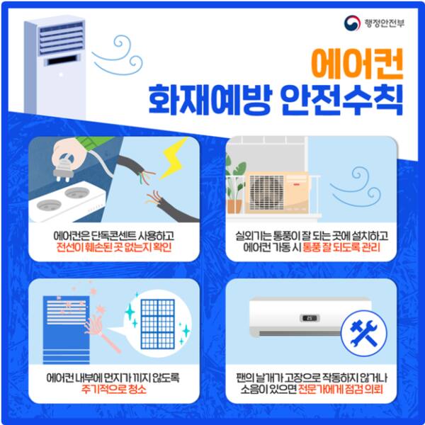 에어컨 화재예방 안전수칙 인포그래픽. 행정안전부 제공