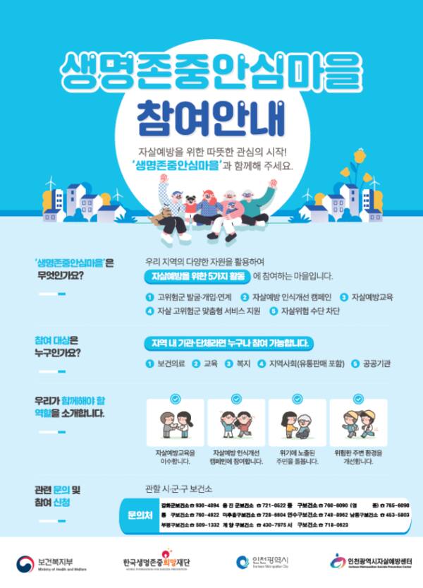 생명존중안심마을 사업 안내 포스터. 인천시 제공