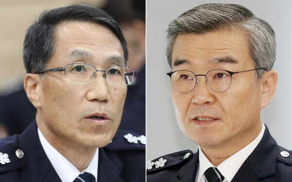이재명 정부가 첫 경찰 고위 간부 인사를 단행했다. 사진은 유재성 경찰청 차장 내정자(왼쪽)과 박성주 국가수사본부장 내정자. 연합뉴스