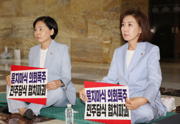 나경원 “에어컨도 안 나오는데 바캉스?”…김병기 “틀어드릴게”