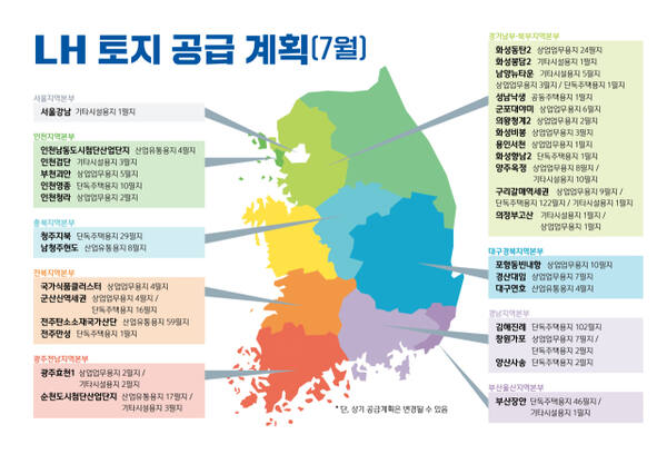 7월 LH 토지 공급계획도. LH 제공
