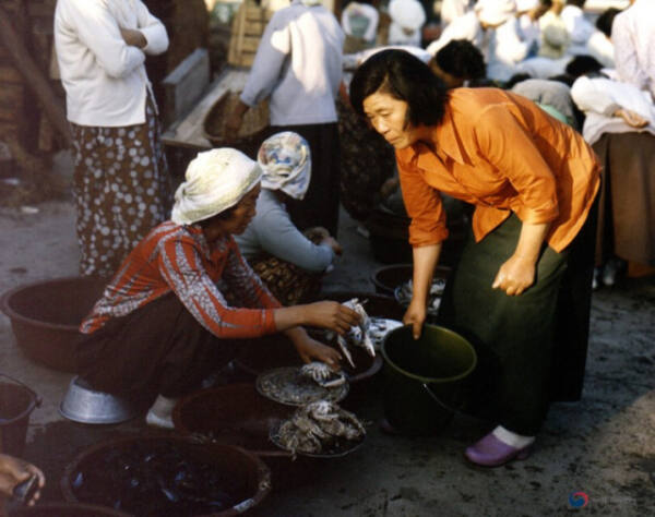 1975년 촬영한 시골시장 전경. 국가기록원 제공