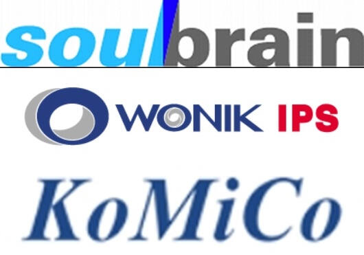 솔브레인 CI, 원익IPS CI, 코미코 CI. 각사 홈페이지
