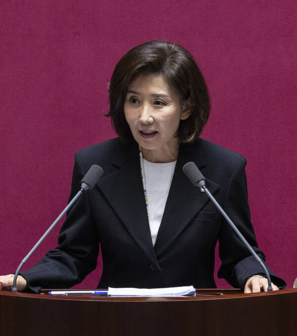 국민의힘 나경원 의원이 18일 국회 본회의에서 교육·사회·문화 분야 대정부질문을 하고 있다. 연합뉴스