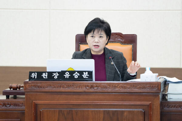 유승분 인천시의원(국민의힘·연수3)이 대표 발의한 ‘인천시 병역명문가 예우에 관한 조례 일부개정조례(안)’에 대해 설명하고 있다. 인천시의회 제공