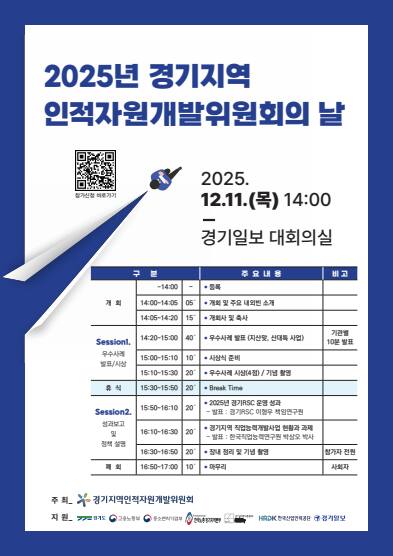 경기지역인적자원개발위원회 ‘2025년 경기지역인적자원개발위원회의 날’ 안내 포스터. 경기지역인적자원개발위원회 제공