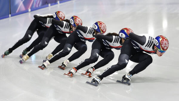 한국 쇼트트랙 혼성계주팀. 연합뉴스