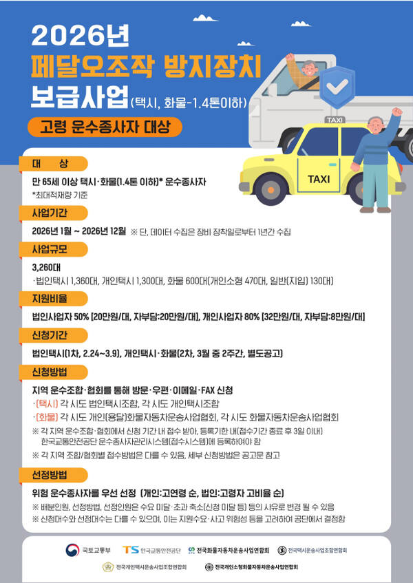 페달오조작 방지장치 보급사업 포스터. 국토부 제공