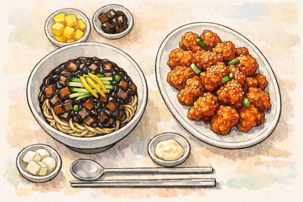 짜장면과 닭강정. 경기일보 AI 이미지