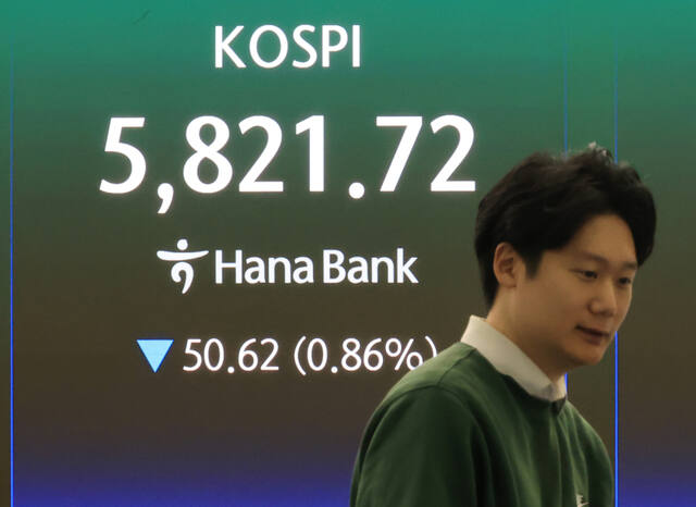 9일 서울 중구 하나은행 본점 딜링룸에 코스피와 환율이 표시되고 있다. 연합뉴스