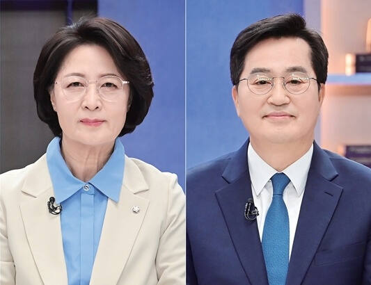 더불어민주당 추미애 경기도지사 후보와 김동연 경기도지사. 경기일보 DB.